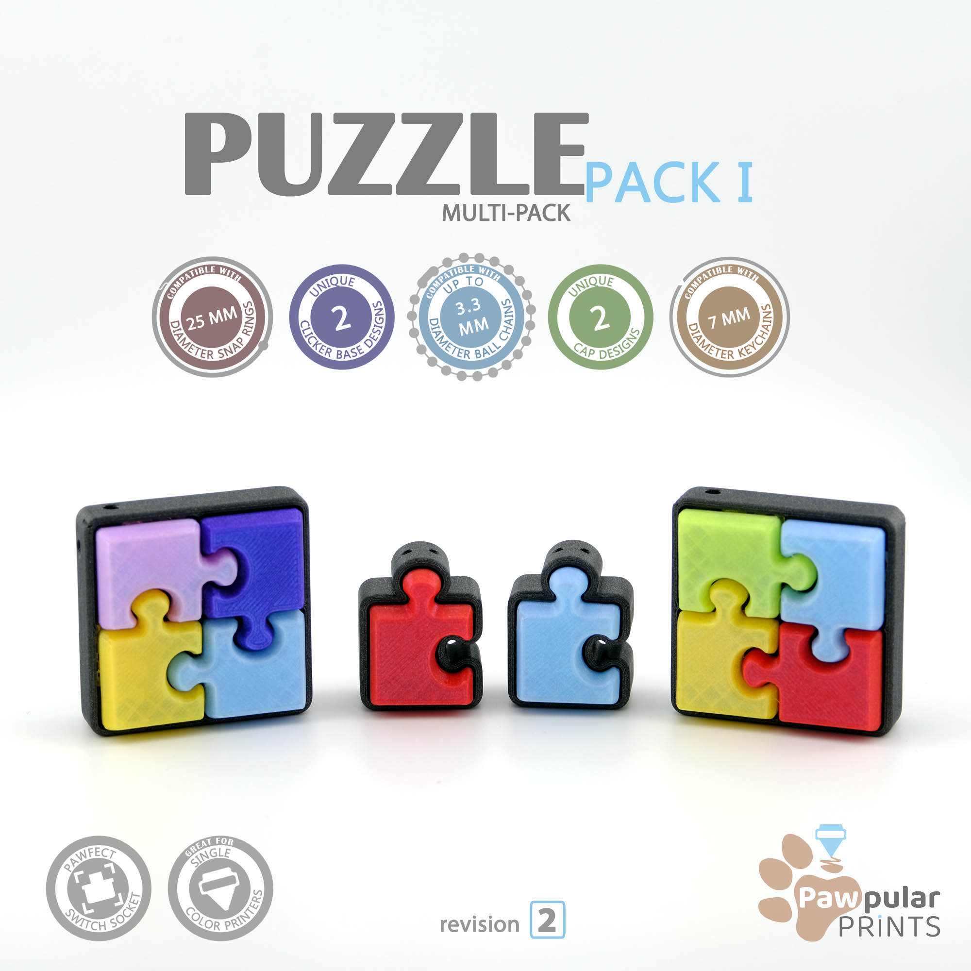 Puzzle Pack 1 Fidget-Clickers - Fidget Keychain [Private Use Only]